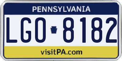 PA license plate LGO8182