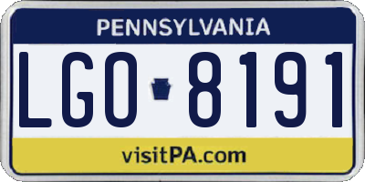 PA license plate LGO8191