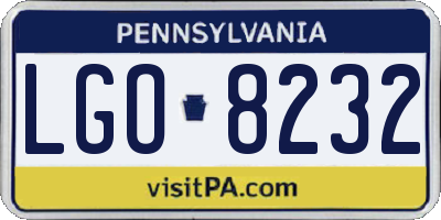 PA license plate LGO8232