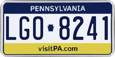 PA license plate LGO8241