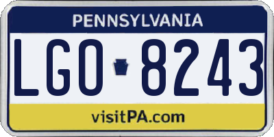 PA license plate LGO8243
