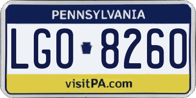 PA license plate LGO8260