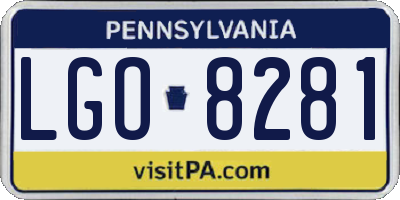 PA license plate LGO8281