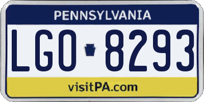 PA license plate LGO8293