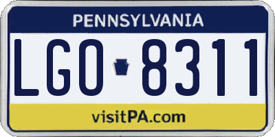 PA license plate LGO8311