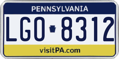 PA license plate LGO8312