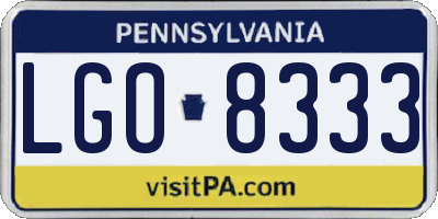 PA license plate LGO8333