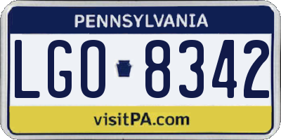 PA license plate LGO8342