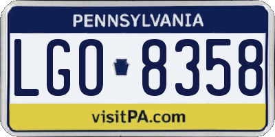 PA license plate LGO8358
