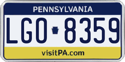 PA license plate LGO8359
