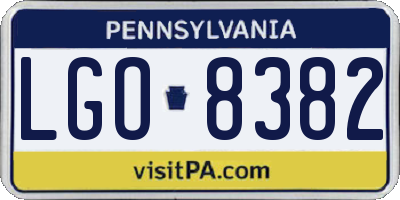 PA license plate LGO8382