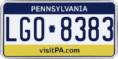PA license plate LGO8383