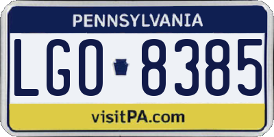 PA license plate LGO8385