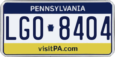 PA license plate LGO8404