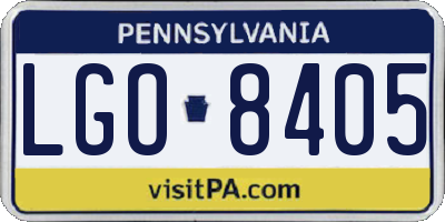 PA license plate LGO8405