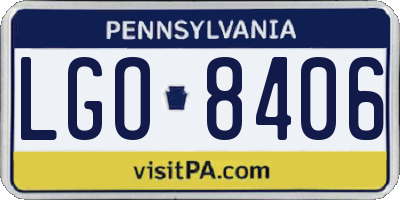 PA license plate LGO8406