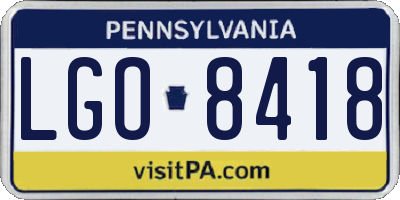PA license plate LGO8418