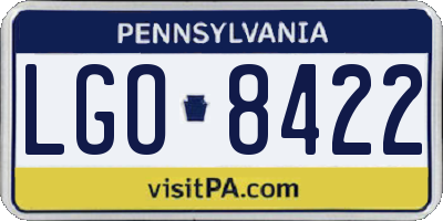 PA license plate LGO8422