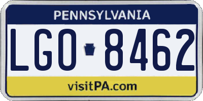 PA license plate LGO8462