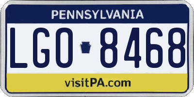 PA license plate LGO8468