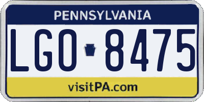 PA license plate LGO8475
