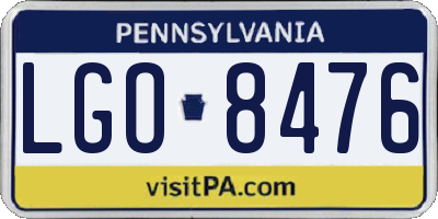 PA license plate LGO8476