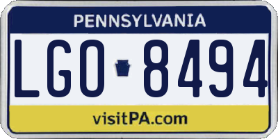 PA license plate LGO8494