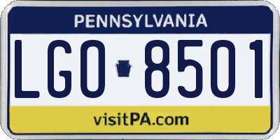 PA license plate LGO8501