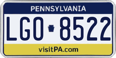 PA license plate LGO8522