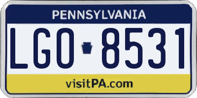 PA license plate LGO8531