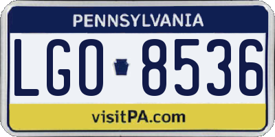 PA license plate LGO8536