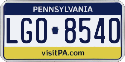 PA license plate LGO8540