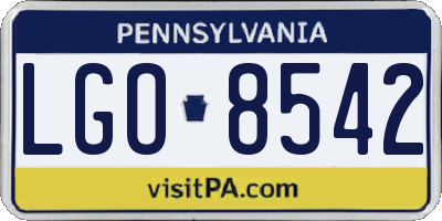 PA license plate LGO8542