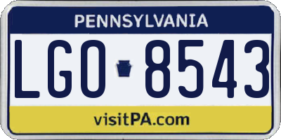 PA license plate LGO8543