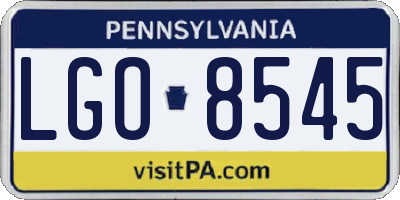 PA license plate LGO8545