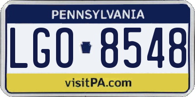 PA license plate LGO8548