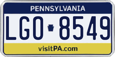 PA license plate LGO8549