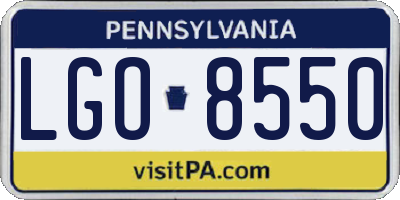 PA license plate LGO8550