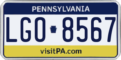 PA license plate LGO8567