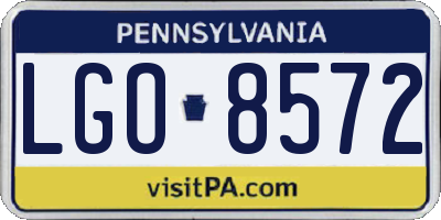PA license plate LGO8572