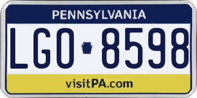 PA license plate LGO8598