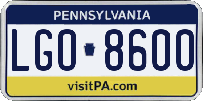 PA license plate LGO8600
