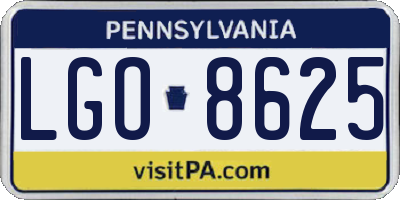 PA license plate LGO8625