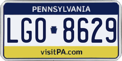 PA license plate LGO8629