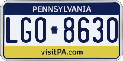 PA license plate LGO8630