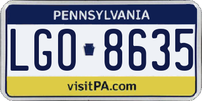 PA license plate LGO8635
