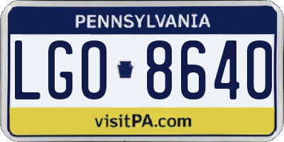 PA license plate LGO8640