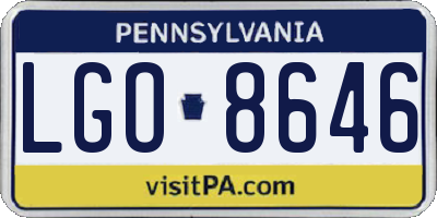 PA license plate LGO8646