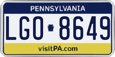 PA license plate LGO8649