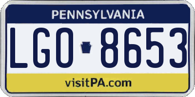 PA license plate LGO8653